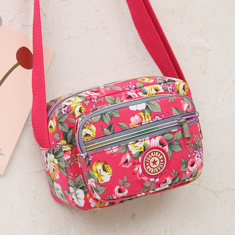 Multi Layered Floral Canvas Women's Bag