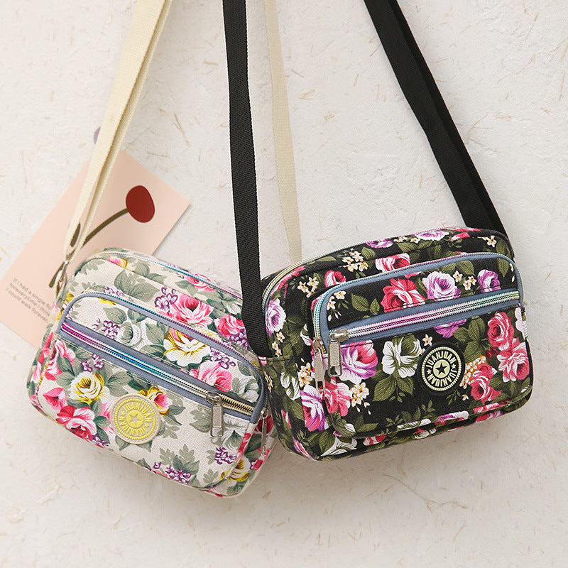 Multi Layered Floral Canvas Women's Bag