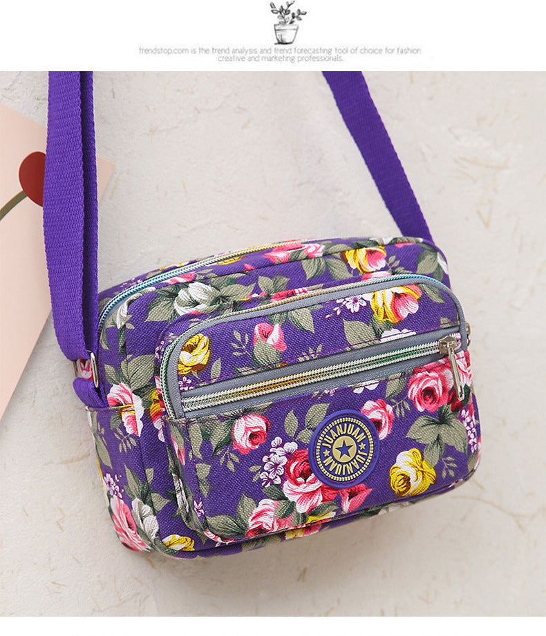 Multi Layered Floral Canvas Women's Bag