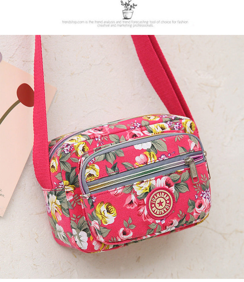 Multi Layered Floral Canvas Women's Bag