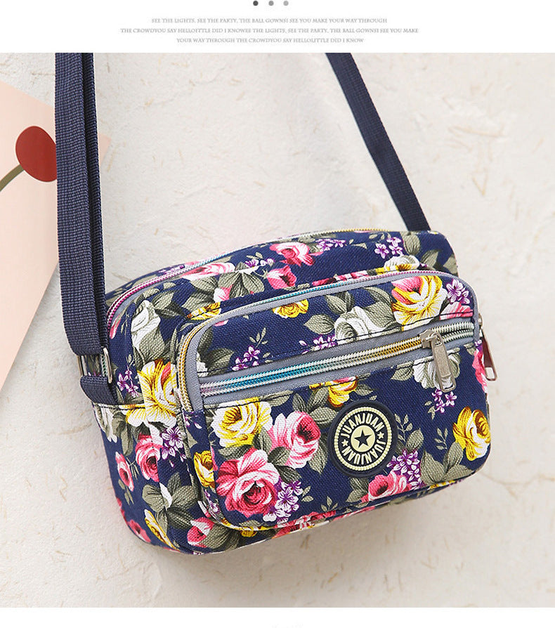 Multi Layered Floral Canvas Women's Bag