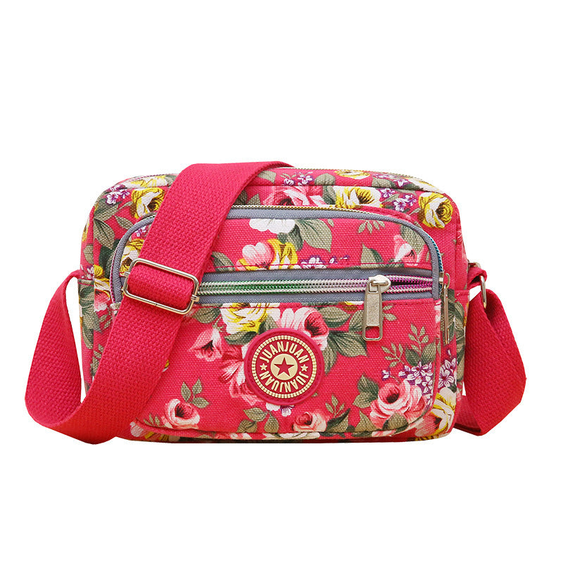 Multi Layered Floral Canvas Women's Bag