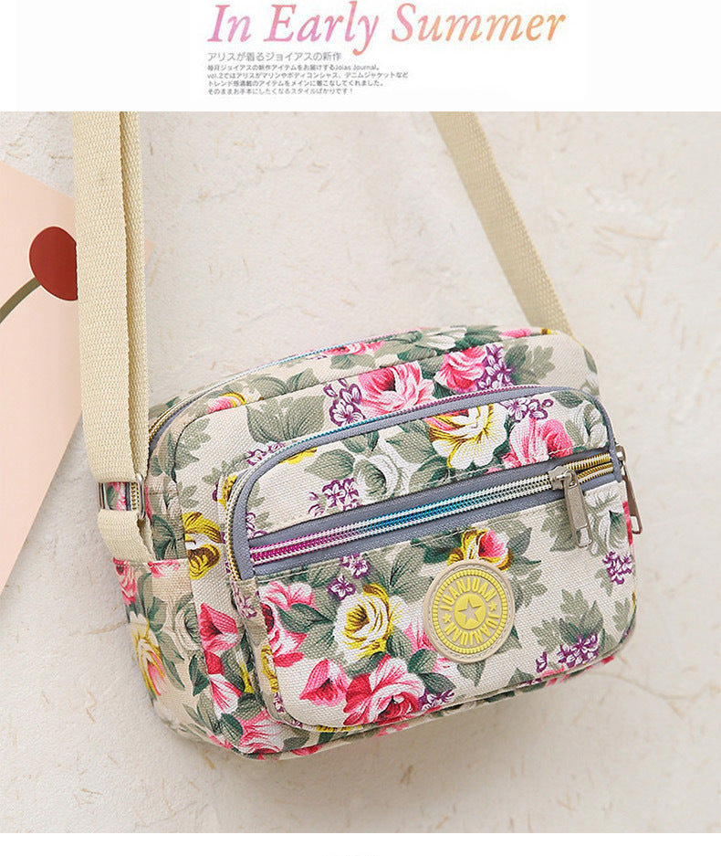 Multi Layered Floral Canvas Women's Bag