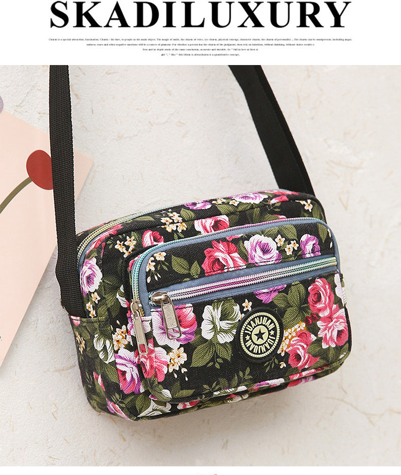 Multi Layered Floral Canvas Women's Bag