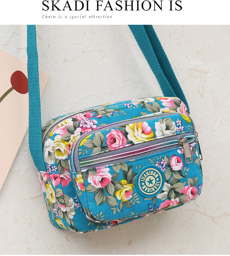 Multi Layered Floral Canvas Women's Bag