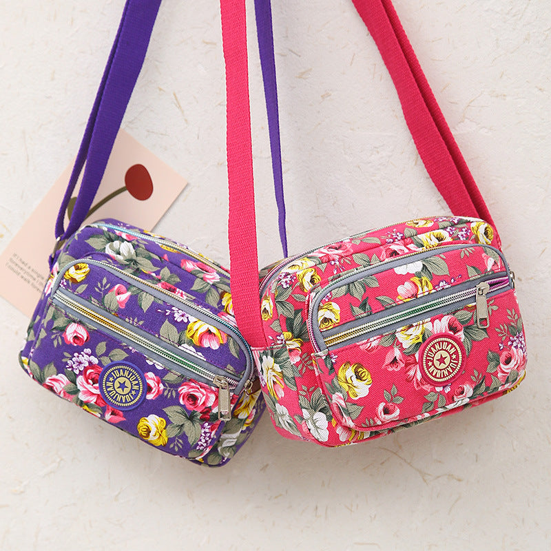 Multi Layered Floral Canvas Women's Bag